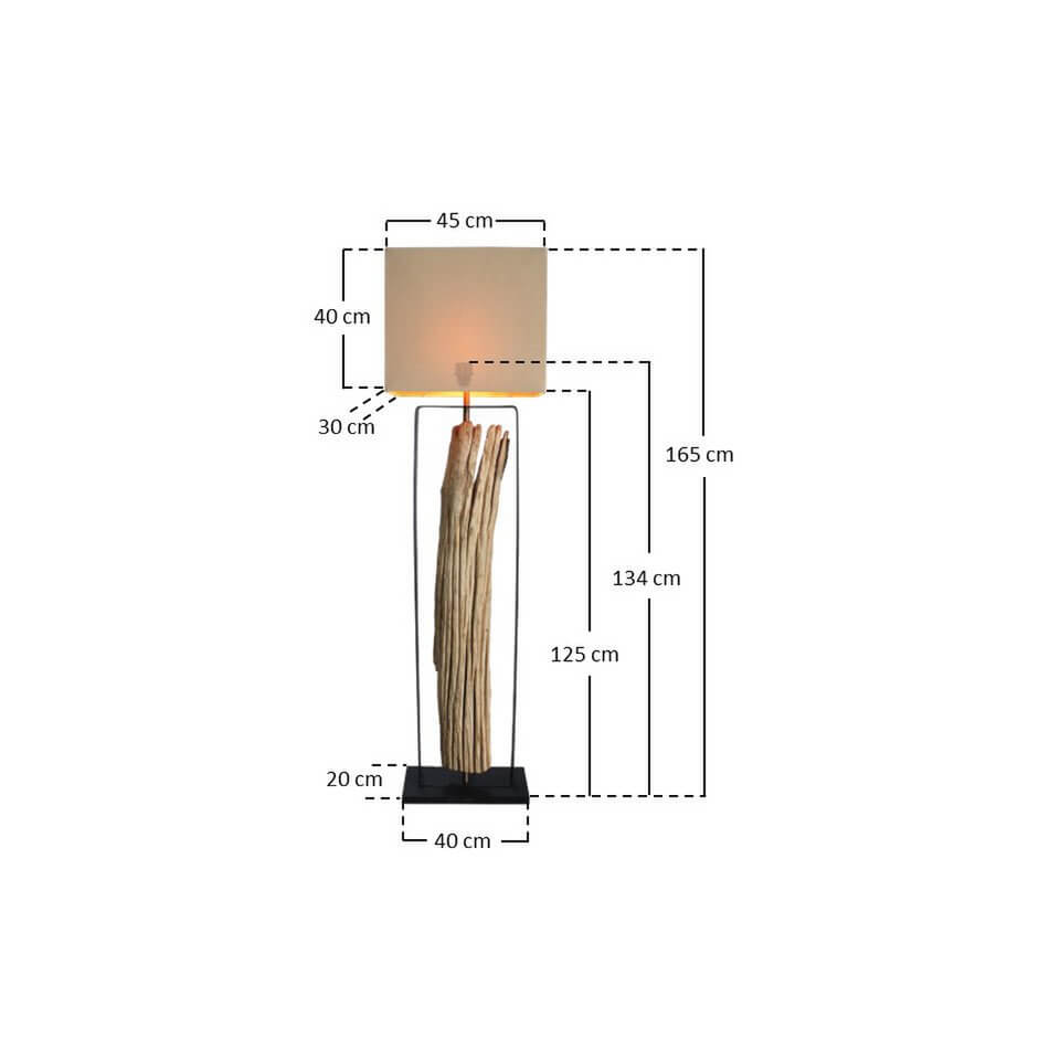 Stehleuchte Treibholz Natur/Beige 165 cm - SalesFever