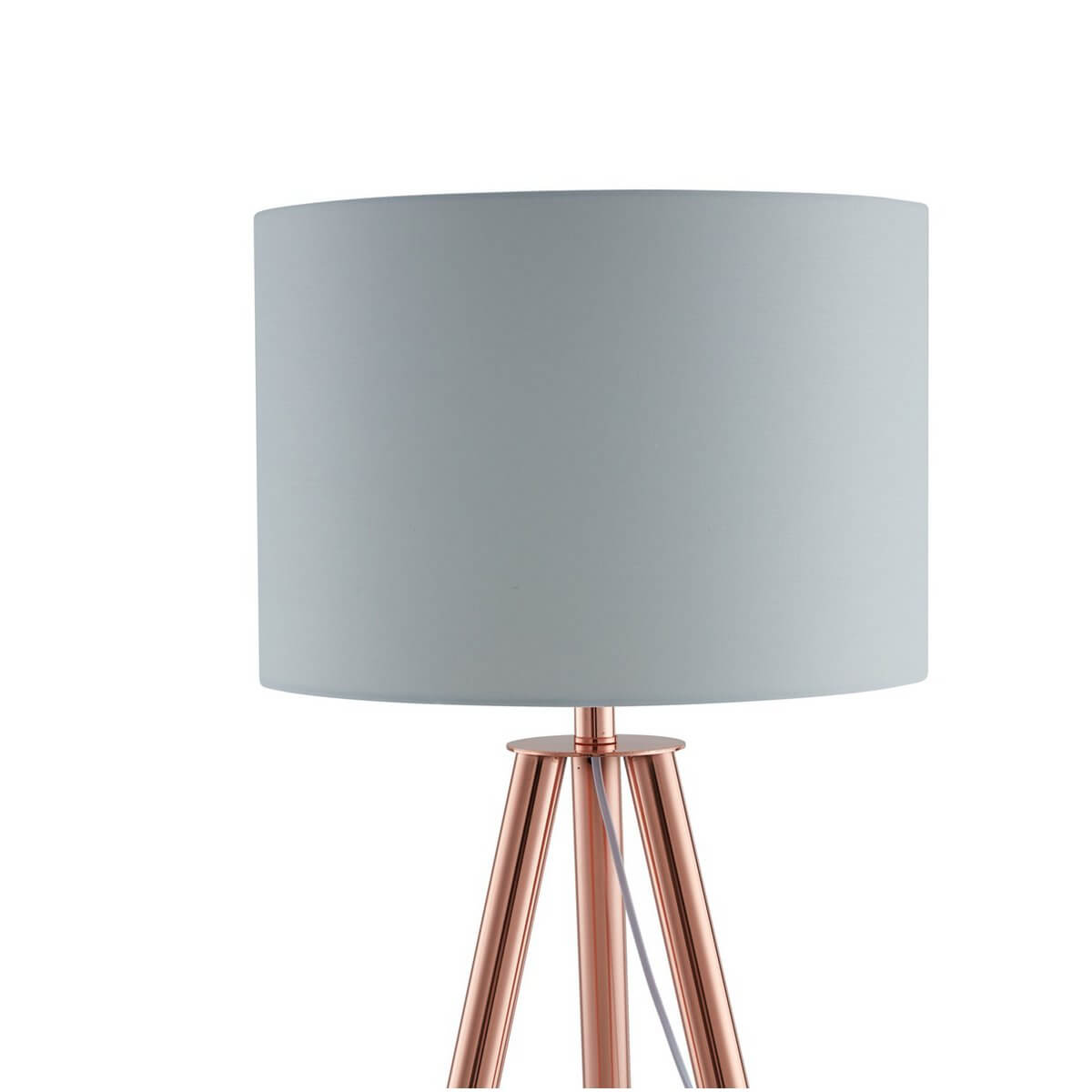 Floor lamp with textile shade copper / white - SalesFever