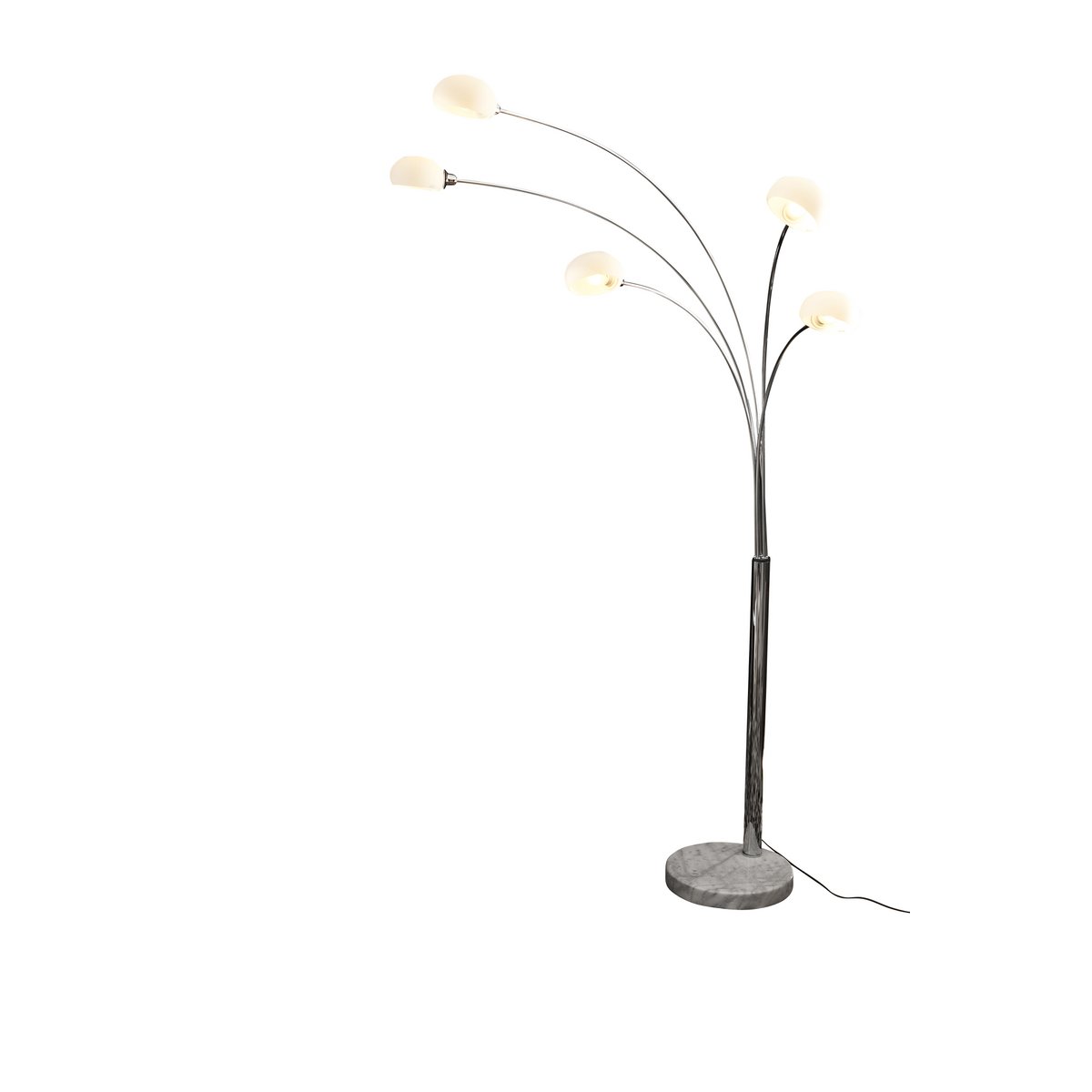 Vloerlamp Retro Booglamp met Glazen Kapjes en Marmeren Voet 120 cm– 5-Lichts Dimbaar - SalesFever - Casanovio