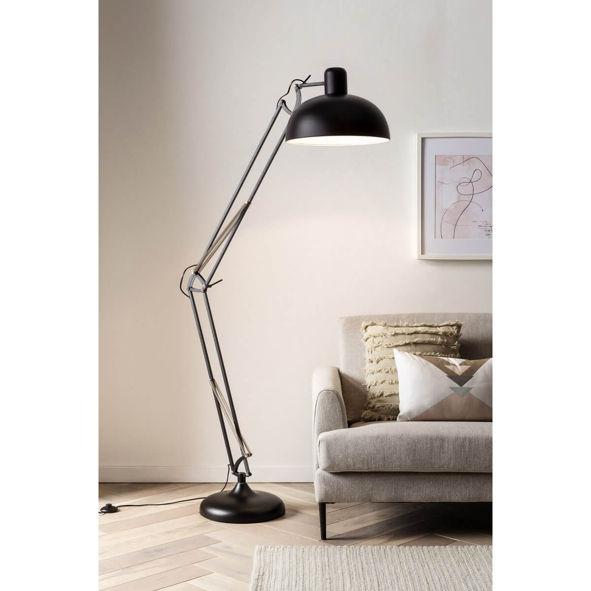 Industrial floor lamp black adjustable - SalesFever