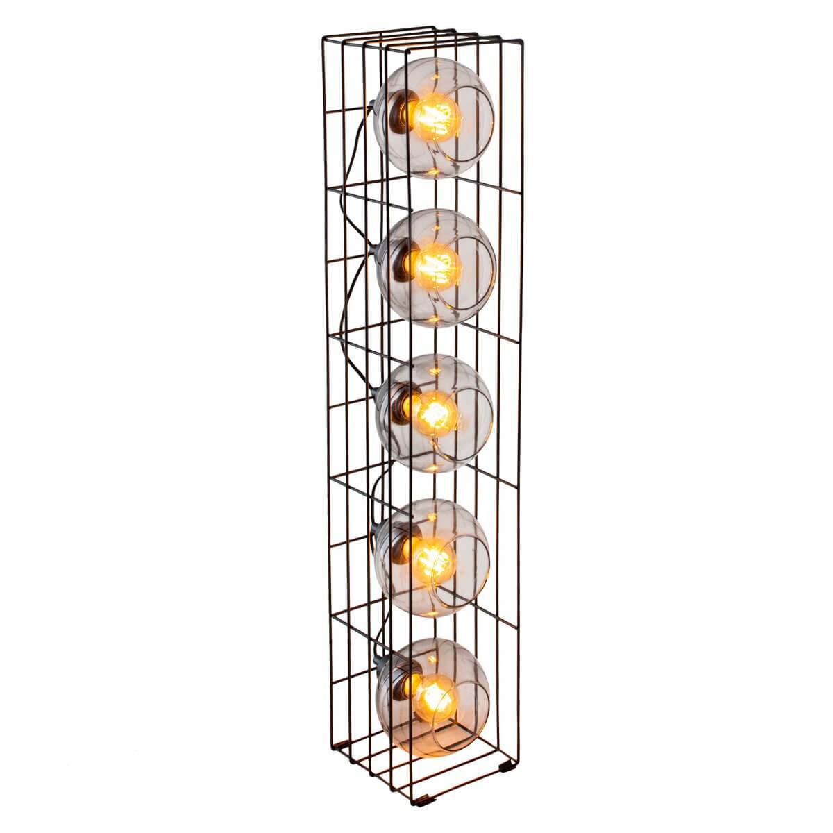 Vloerlamp getint glas zwart metaal - E27 - 18 × 18 × 95 cm