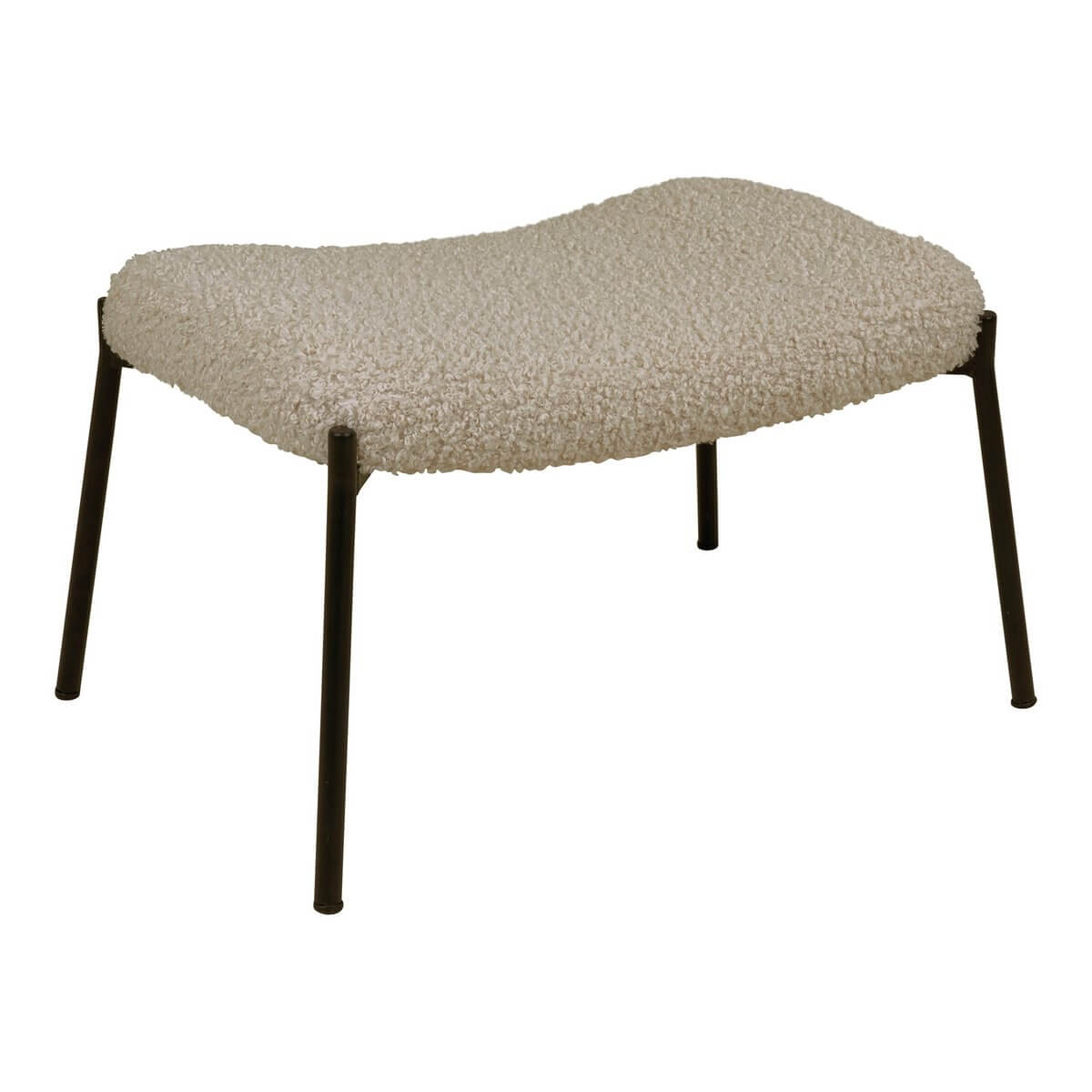 Glasgow Footrest - Grey/brown, Artificial Lambskin, Black Metal Legs - House Nordic ApS