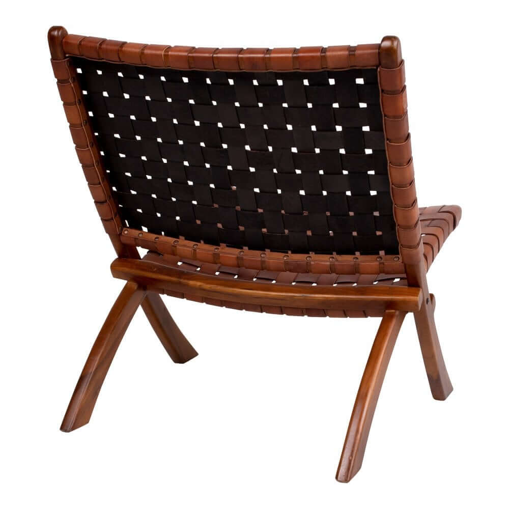 Perugia Folding Chair - Teak Wood, Leather, Brown - 66x74x73 cm - House Nordic ApS