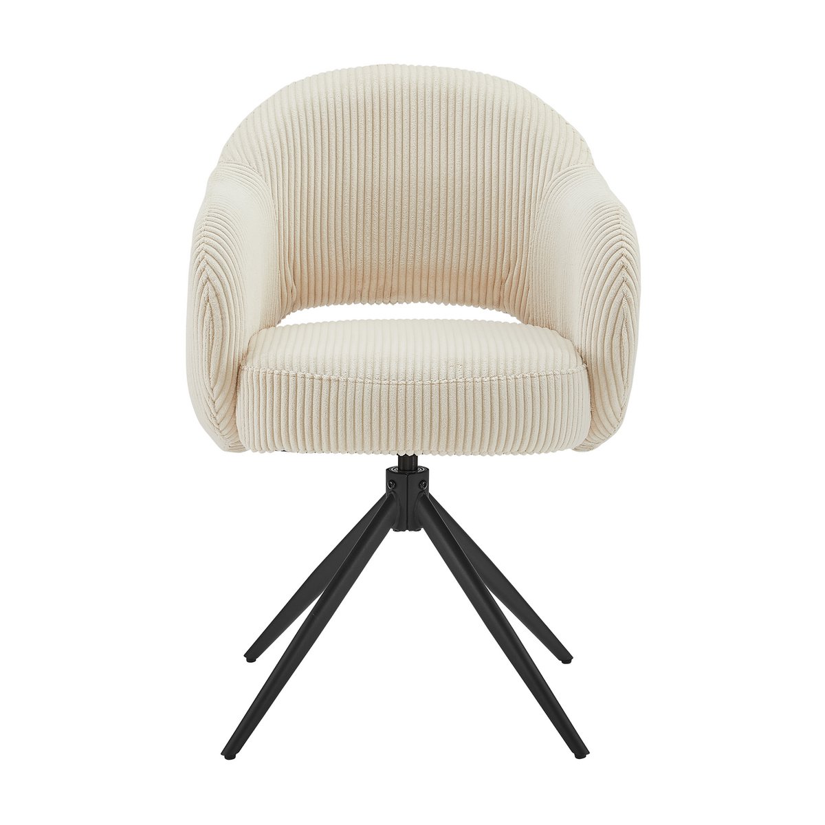 Draaifauteuil Beige met Zwart Metalen Frame – Corduroylook & Pocketvering - SalesFever - Casanovio