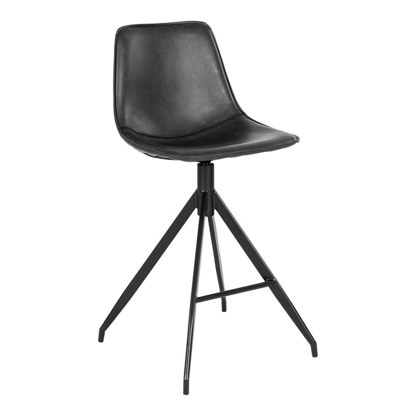 Monaco Counter Chair - Zwart, PU, zwarte metalen poten, 51x44x96cm - set van 2
