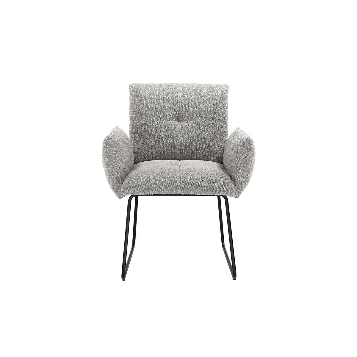 Eetkamerstoel Grijs met Zwart Sledeframe – Bouclé & Knoopstiksel - SalesFever - Casanovio