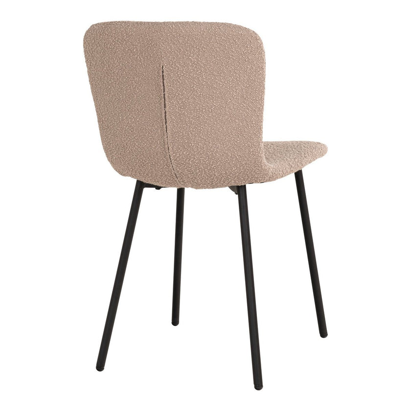 Halden Dining Chair - Eetkamerstoel in bouclé, beige met zwarte poten - Set van 2