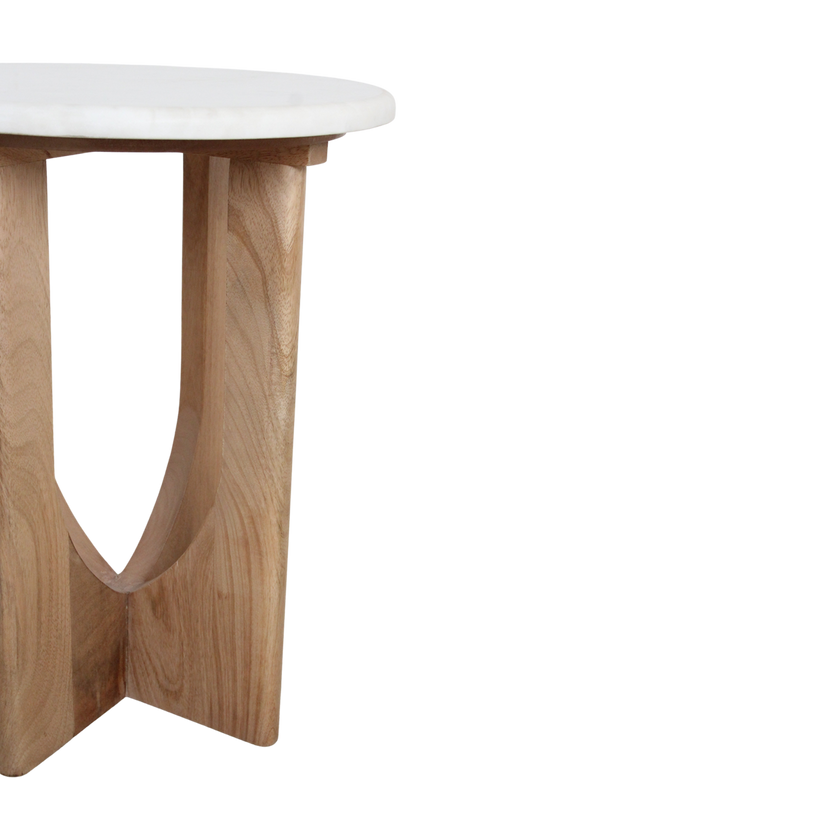 Kuching bijzettafel marmer wit - 30x30x50 cm