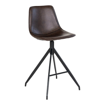 Monaco Counter Chair - Bruin, PU/Staal, 51x44x96 cm - Set van 2