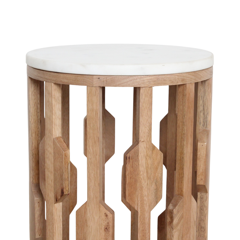 Atjeh bijzettafel marmer wit - 40x40x50 cm