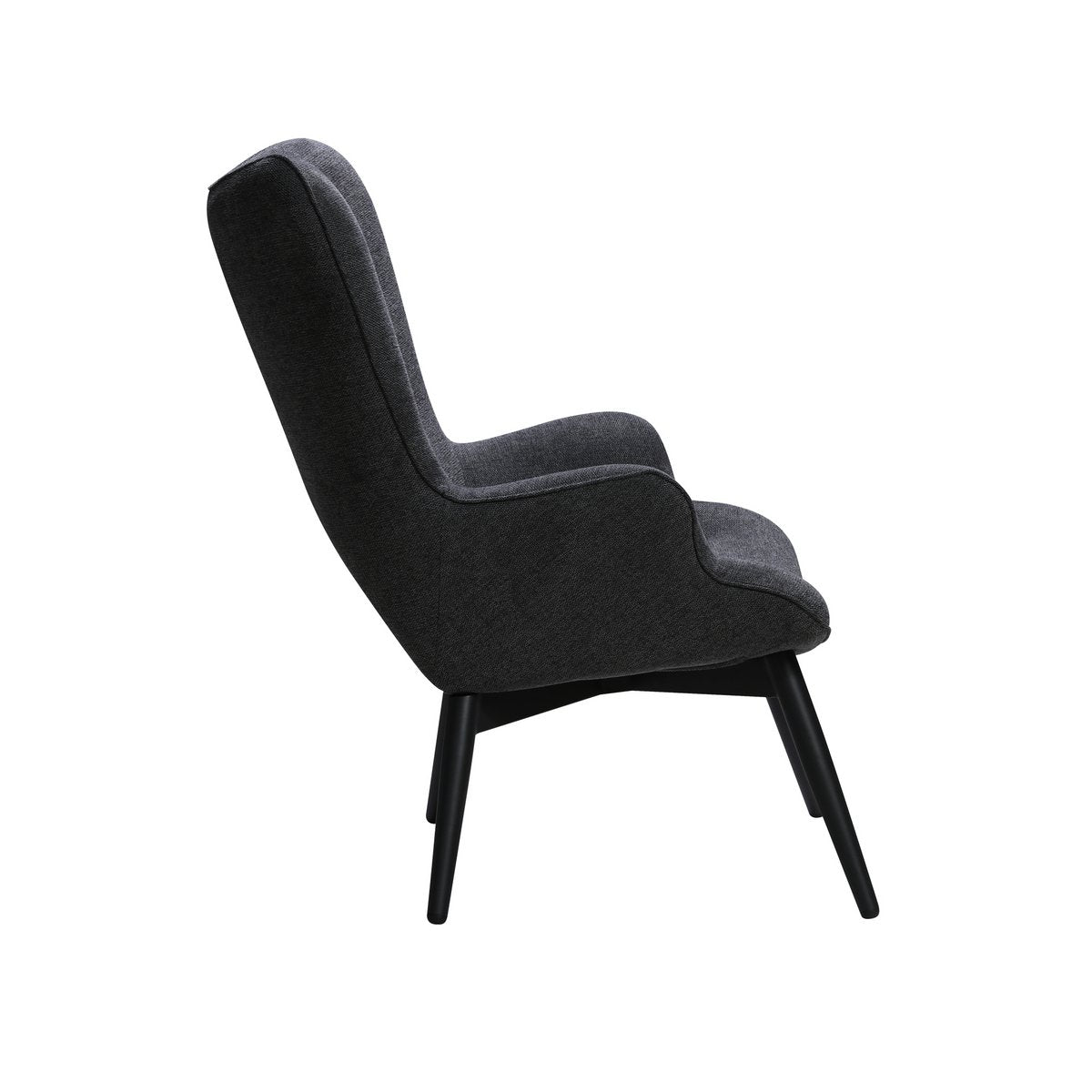 Moderne Fauteuil Donkergrijs met Zwart Metalen Frame – Structuurstof & Sierknopen - SalesFever - Casanovio