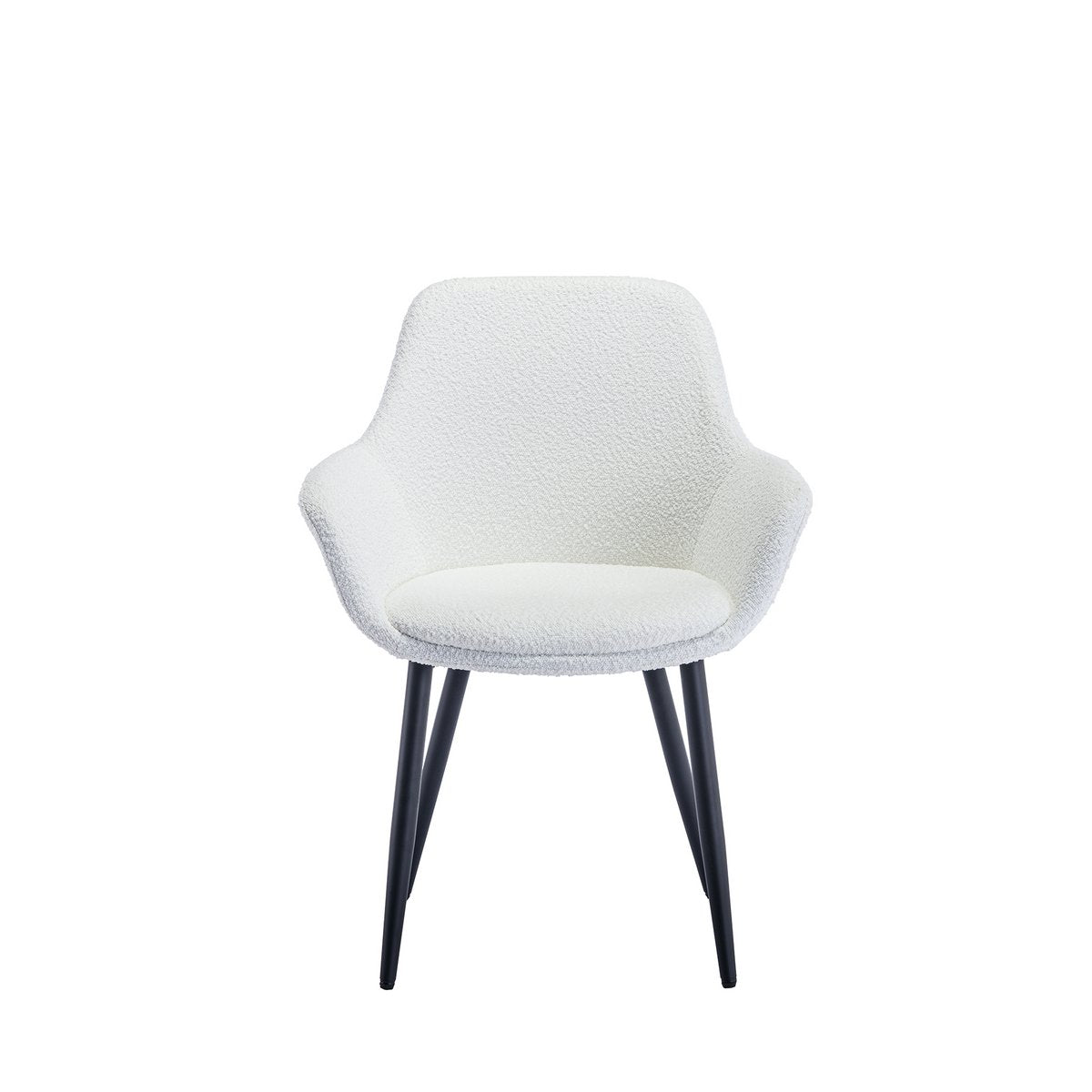 Eetkamerstoel Lichtgrijs met Zwart Metalen Frame – Bouclé & Armleuningen – Set van 2 - SalesFever - Casanovio