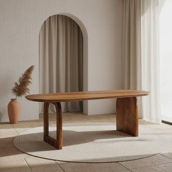 Bullnose eettafel bruin mix onderstel
